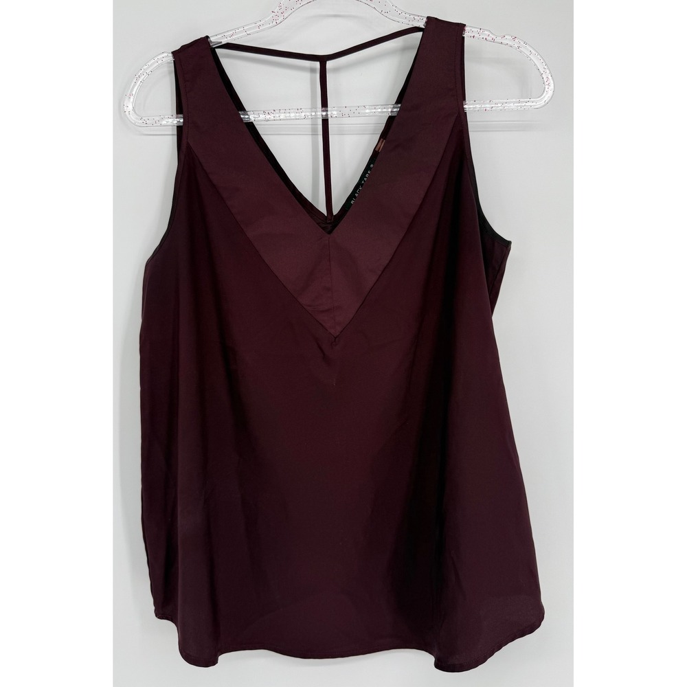 Black Tape Womens Burgundy V-Neck T-Strap Back Sleeveless Tank Top Sz M